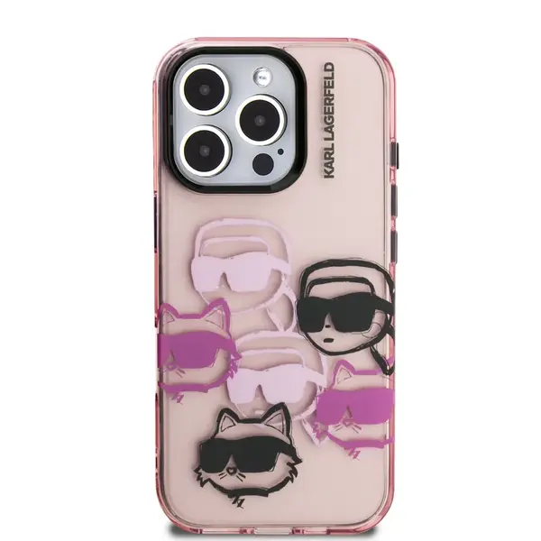 Zadní kryt Karl Lagerfeld IML Multi K&CH Heads pro Apple iPhone 16 Pro, růžová