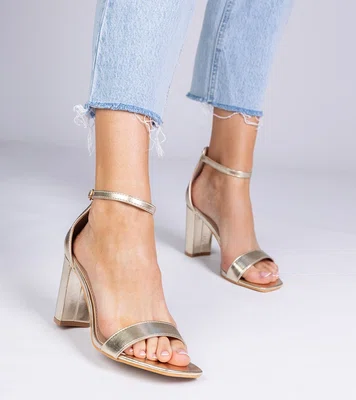 Gemre Golden high block heel sandals Kasedi