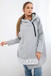 Insulated sweatshirt with zipper in gray color