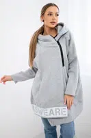 Insulated sweatshirt with zipper in gray color