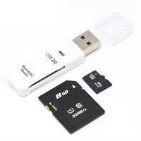 USB 2.0 SD Card Reader 5Gbps Transmission Speed for TV Laptop Computer Camera - White