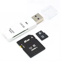 USB 2.0 SD Card Reader 5Gbps Transmission Speed for TV Laptop Computer Camera - White