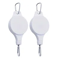 2pcs Retractable Plant Hook Pulley Hanger Pull Down Hanging Basket - White