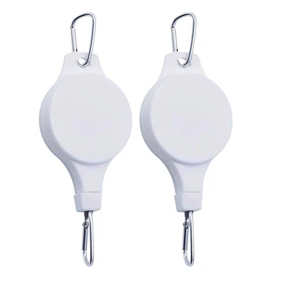 2pcs Retractable Plant Hook Pulley Hanger Pull Down Hanging Basket - White