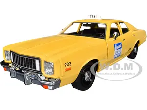 1975 Plymouth Fury Taxi "Crescent Cab Co." Yellow "Poltergeist" (1982) Movie "Hollywood" Series 20 1/24 Diecast Model Car by Greenlight
