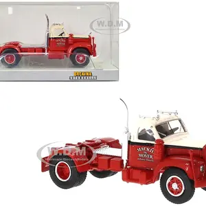 1953 B-61 Truck Tractor Red and Beige "Mackie the Mover" 1/87 (HO) Scale Model Car by Brekina