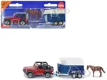 Jeep Red with Horse Trailer Blue and Horse Accessory Diecast Model by Siku