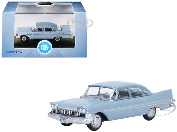 1959 Plymouth Savoy Sedan Powder Blue 1/87 (HO) Scale Diecast Model Car by Oxford Diecast