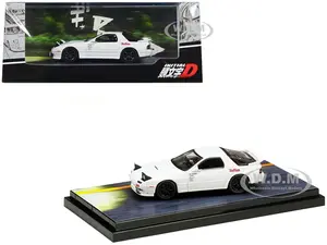 Mazda RX-7 (FC3S) RHD (Right Hand Drive) White "RedSuns" with Ryosuke Takahashi Driver Figure "Initial D" (1995-2013) Manga 1/64 Diecast Model Car by
