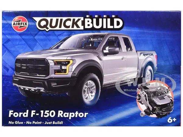 Skill 1 Model Kit Ford F-150 Raptor Pickup Truck Gray Snap Together Snap Together Painted Plastic Model Car Kit by Airfix Quickbuild