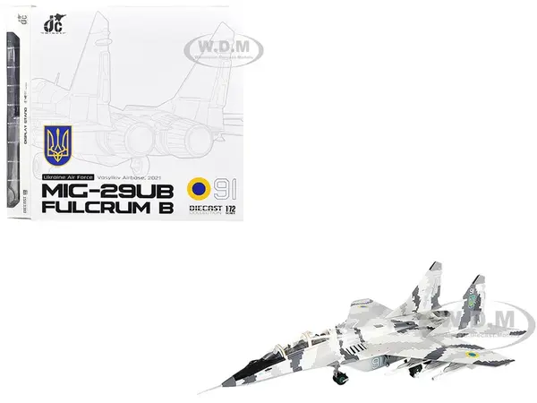 Mikoyan MiG-29UB Fulcrum-B Fighter Aircraft "Vasylkiv Air Base Ukraine" (2021) Ukrainian Air Force 1/72 Diecast Model by JC Wings