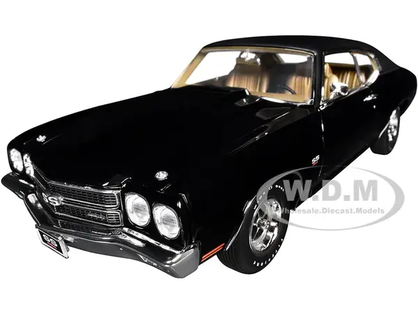 1970 Chevrolet Chevelle SS 454 Tuxedo Black with Gold Interior Limited Edition to 460 pieces Worldwide 1/18 Diecast Model Car by ACME