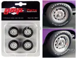 Muscle Car Rally Wheels and Tires Set of 4 pieces from "1970 Dodge Coronet Super Bee" 1/18 by GMP