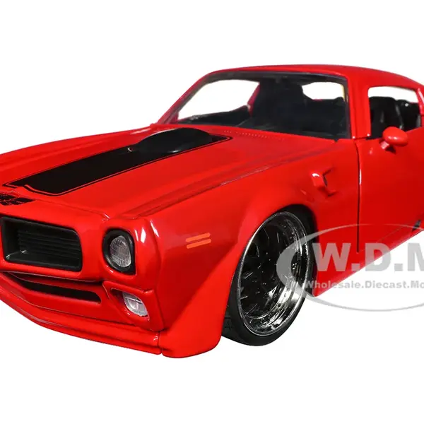 1972 Pontiac Firebird Red with Black Hood Stripe "Bigtime Muscle" Series 1/24 Diecast Model Car by Jada