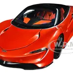 McLaren Speedtail Volcano Orange Metallic with Black Top and Suitcase Accessories 1/18 Model Car by Autoart