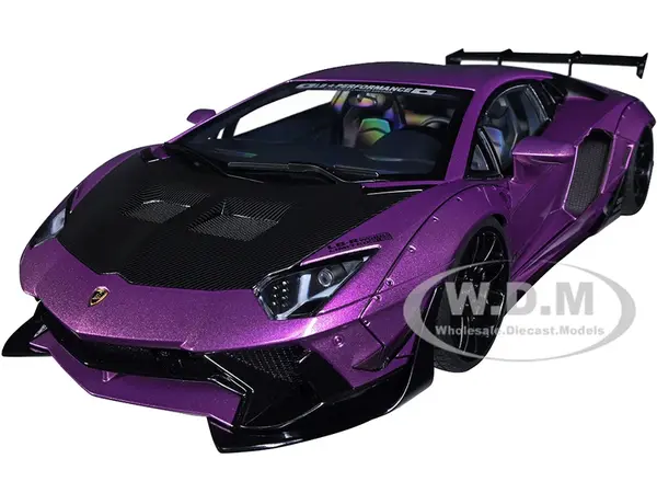 Lamborghini Aventador Liberty Walk LB-Works Viola SE30 Purple Metallic with Carbon Hood Limited Edition 1/18 Model Car by Autoart