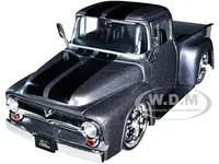 1956 Ford F-100 Pickup Truck Gray Metallic with Black Stripes "Just Trucks" Series 1/24 Diecast Model Car by Jada