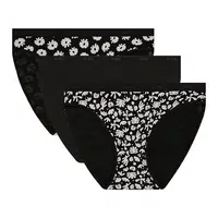 DIM LES POCKETS COTTON SLIP 3x - Women's cotton panties 3 pcs - black - white