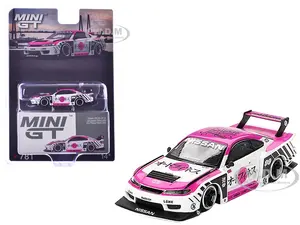 Nissan "LB-Super Silhouette" S15 SILVIA RHD (Right Hand Drive) 99 "Auto Finesse - SEMA 2023" White and Pink Limited Edition 1/64 Diecast Model Car by