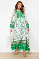 Trendyol Green Floral Pattern Woven Viscose Dress
