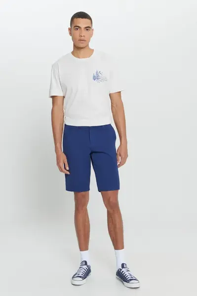 AC&Co / Altınyıldız Classics Men's Indigo Slim Fit Slim Fit Dobby Shorts 100% Cotton Casual Chino Shorts.