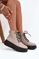 Kožené zateplené dámské kotníkové boty na platformě Vinceza