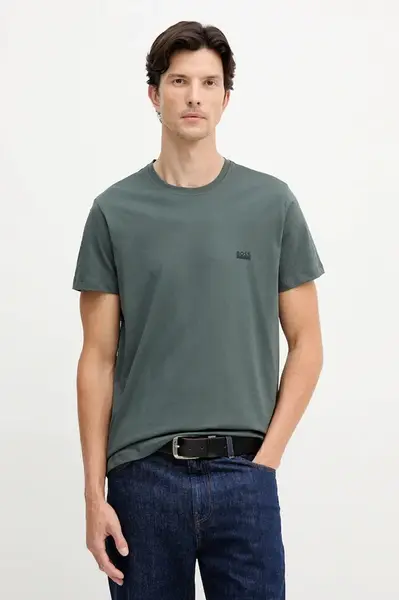 Bavlněné tričko BOSS T-ShirtRN 365 pánské, černá barva, 50531401