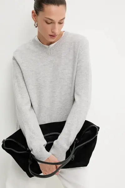 Svetr z merino vlny Answear.LAB dámský, šedá barva