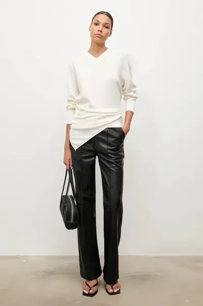 Svetr z merino vlny se šátkem Answear.LAB dámský, béžová barva