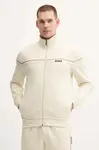 Bavlněná mikina BOSS Iconic Jacket Zip pánská, béžová barva, s aplikací, 50550612