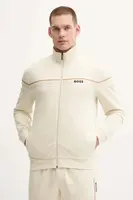 Bavlněná mikina BOSS pánská, béžová barva, s aplikací, 50550612