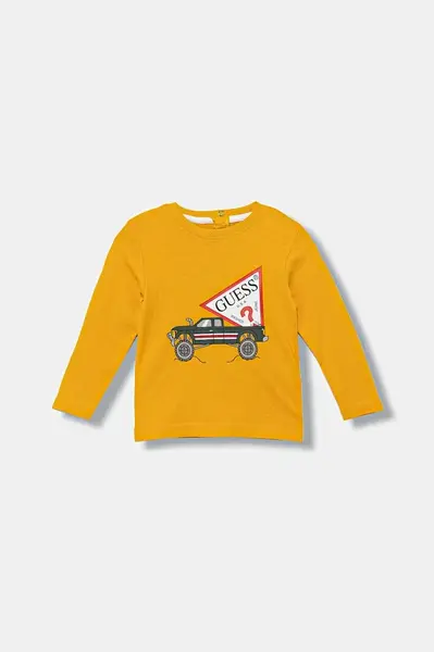 Dětské bavlněné tričko s dlouhým rukávem Guess