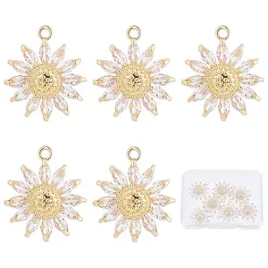 8Pcs Brass Micro Pave Cubic Zirconia Pendants