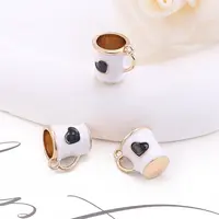 Alloy Enamel Mug Cup with Heart Miniature Ornaments