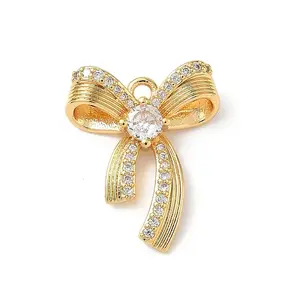 Brass Micro Pave Clear Cubic Zirconia Pendants