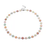 Enamel Daisy Link Chain Necklace