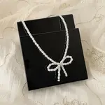 Resin Pearl Beaed Bowknot Pendant Necklaces for Women