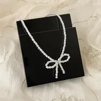 Resin Pearl Beaed Bowknot Pendant Necklaces for Women