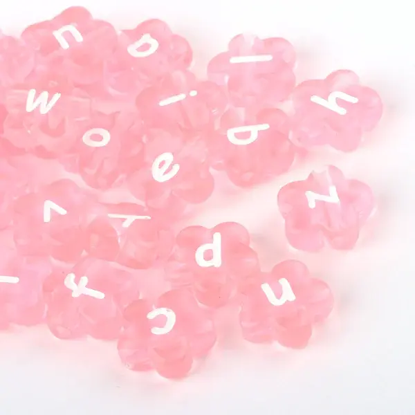 Transparent Acrylic Flower Horizontal Hole Letter Beads
