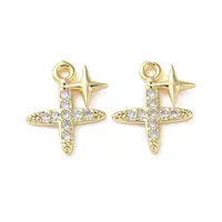 Brass Micro Pave Cubic Zirconia Charms