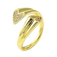 Brass Micro Pave Cubic Zirconia Open Cuff Ring