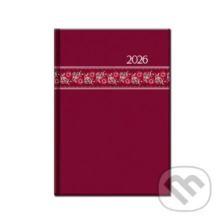 Týždenný diár FOLK 2026 (červený) (12-mesačný, A5, stĺpcový)