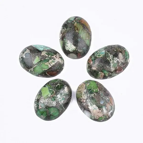 Synthetic Gold Line Regalite/Imperial Jasper/Sea Sediment Jasper Cabochons