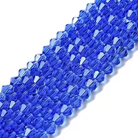 Blue Glass Bicone Beads Strands