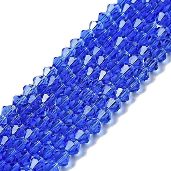 Blue Glass Bicone Beads Strands