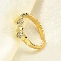Brass Micro Pave Clear Cubic Zirconia Cuff Rings for Women
