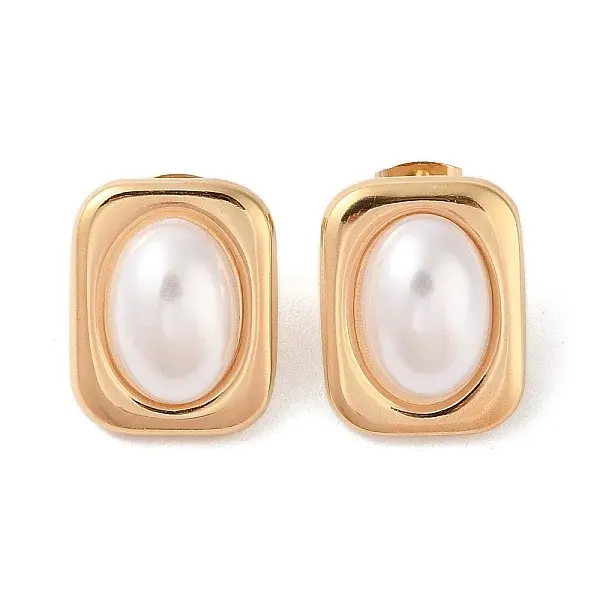 Ion Plating(IP) 304 Stainless Steel Plastic Bead Stud Earrings