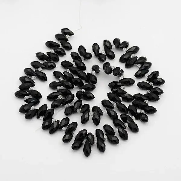 Electroplate Glass Faceted Teardrop Beads Strands