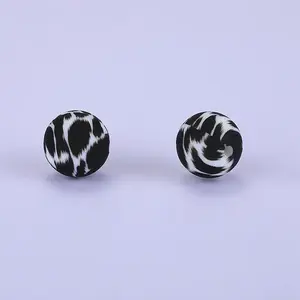 Printed Round Silicone Focal Beads