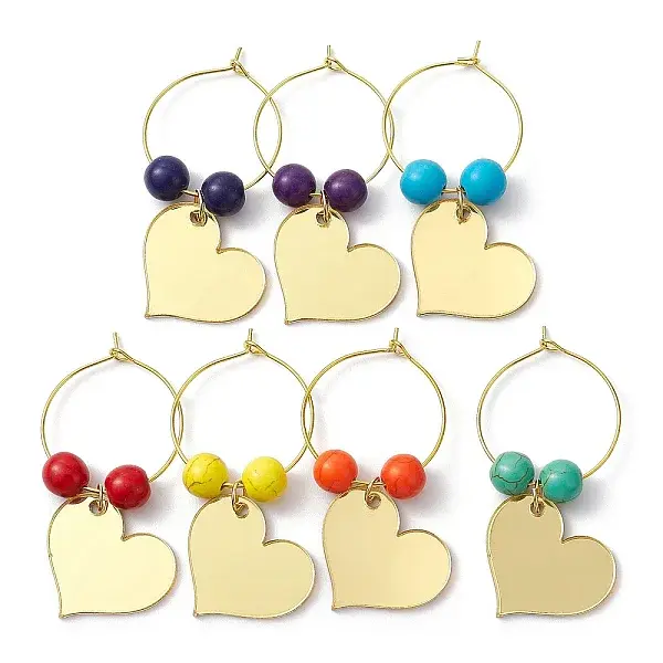 Heart Acrylic Wine Glass Charms